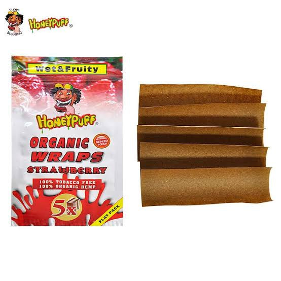 HoneyPuff Organic Wraps Strawberry Flavored 5x